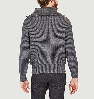 Zip Collar Ribbed Sweater 