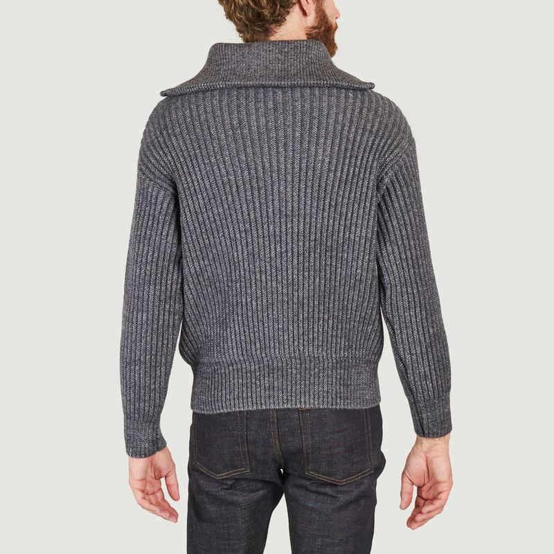 Zip Collar Ribbed Sweater  - AMI Paris