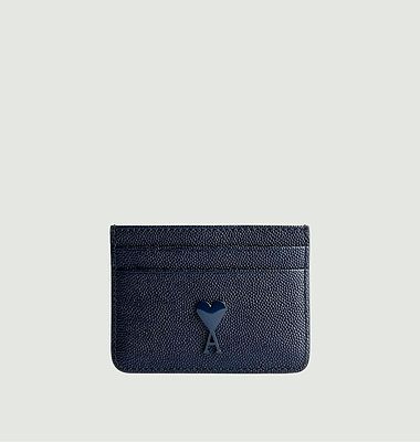 Caviar grain leather card holder