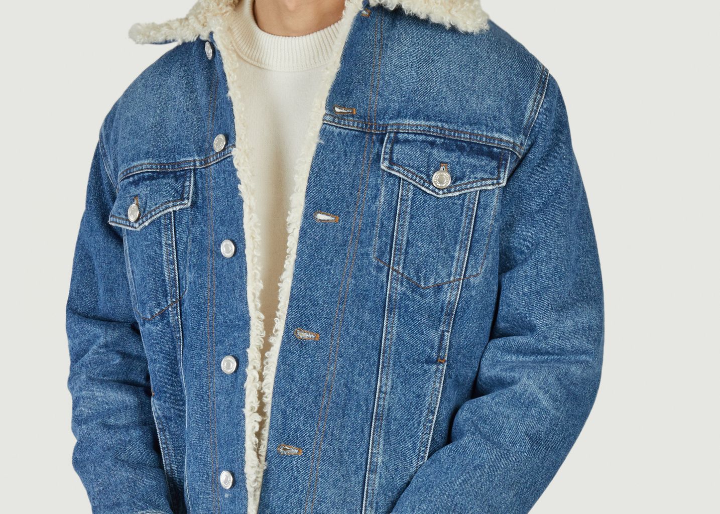 Lined Jean Jacket With Fur - AMI Paris
