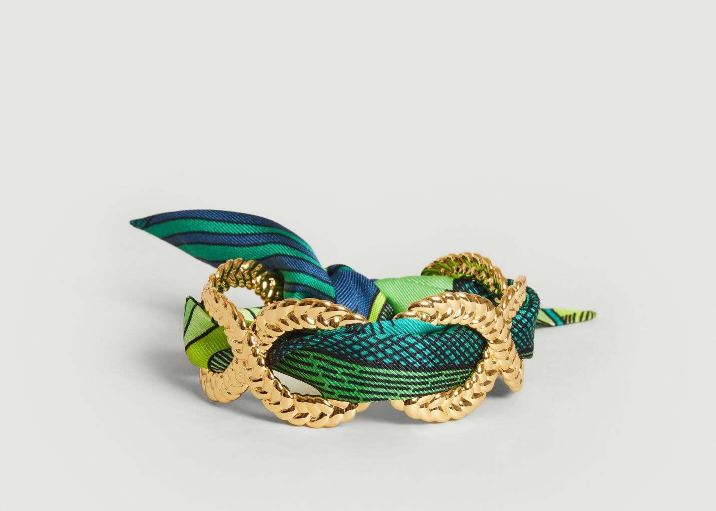 Gold plated cuff bracelet and silk braid Tag am Meer - An-nee