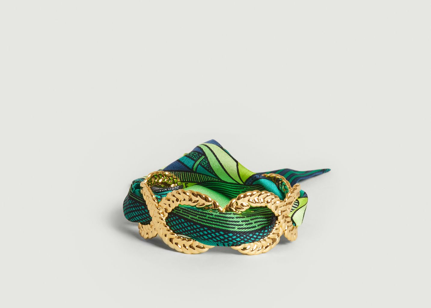 Gold plated cuff bracelet and silk braid Jour sur mer - An-nee