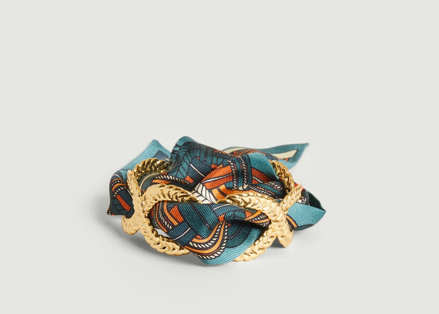 Gold plated cuff bracelet and silk braid - An-nee
