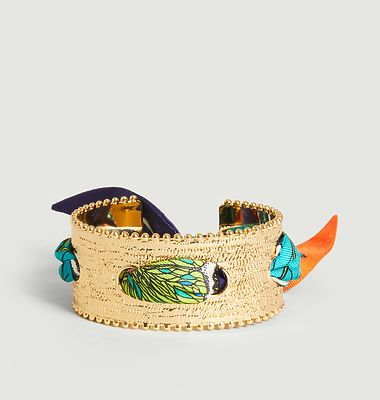 Gold plated cuff bracelet and silk Diva Cocktail
