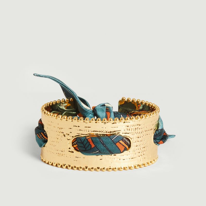 Gold plated cuff bracelet and silk Diva Braid - An-nee