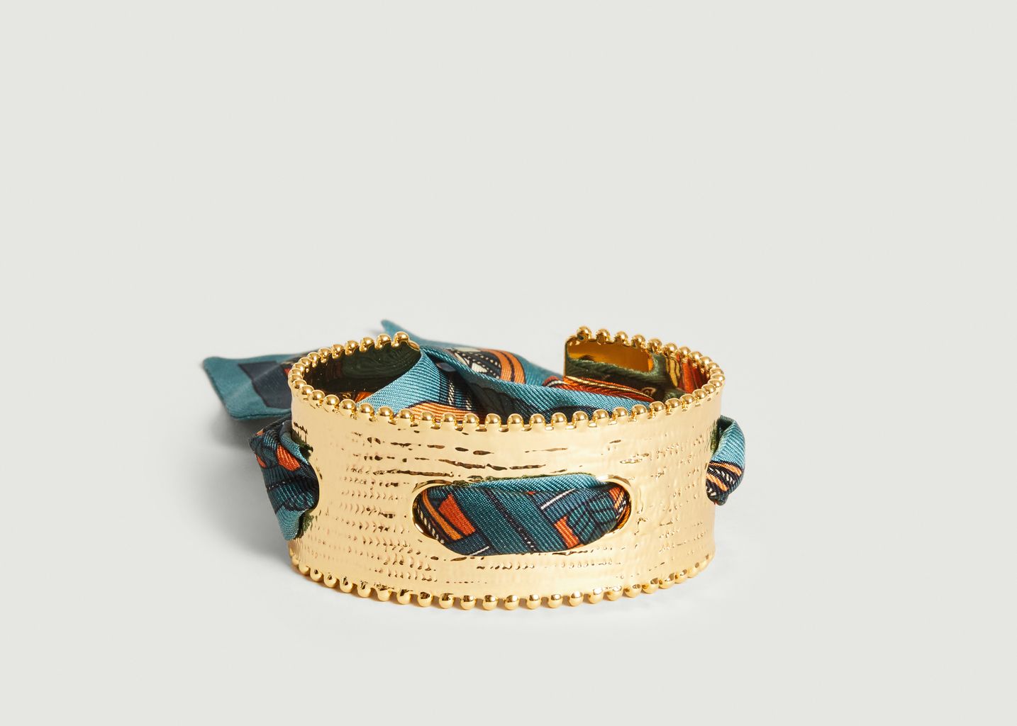 Gold plated cuff bracelet and silk Diva Braid - An-nee