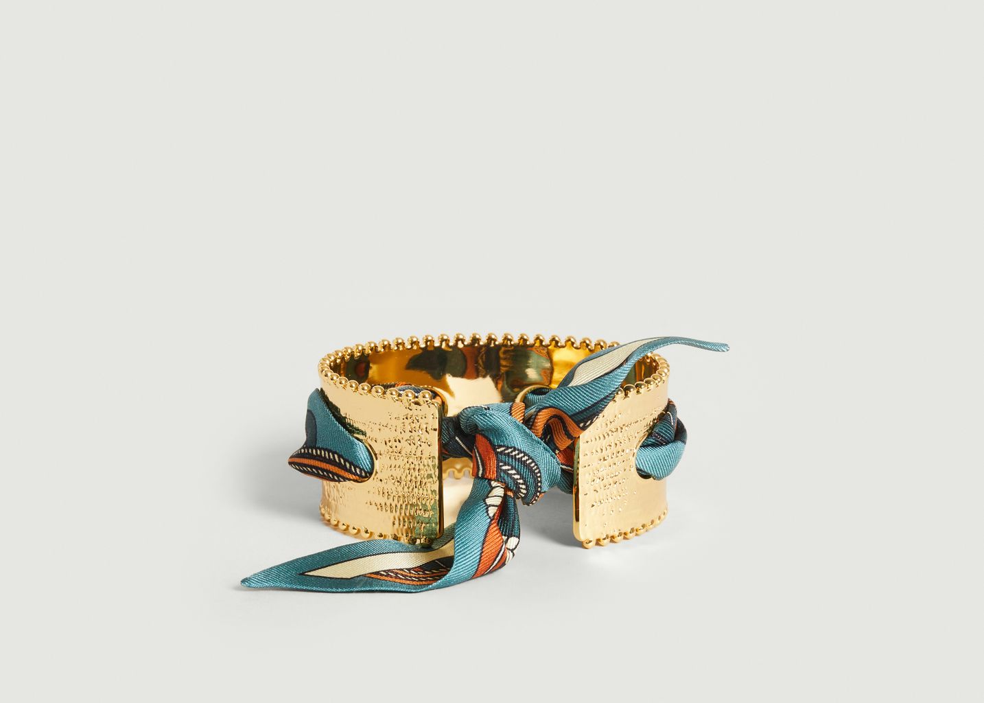 Bracelet manchette plaqué or et soie Diva Tresse - An-nee