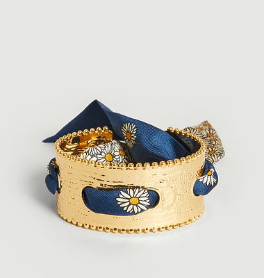 Gold plated and silk cuff bracelet Diva June