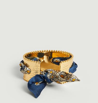 Gold plated and silk cuff bracelet Diva June
