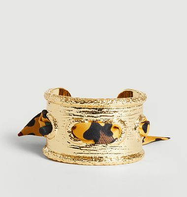 Gold plated cuff bracelet and silk Queen Neoleo