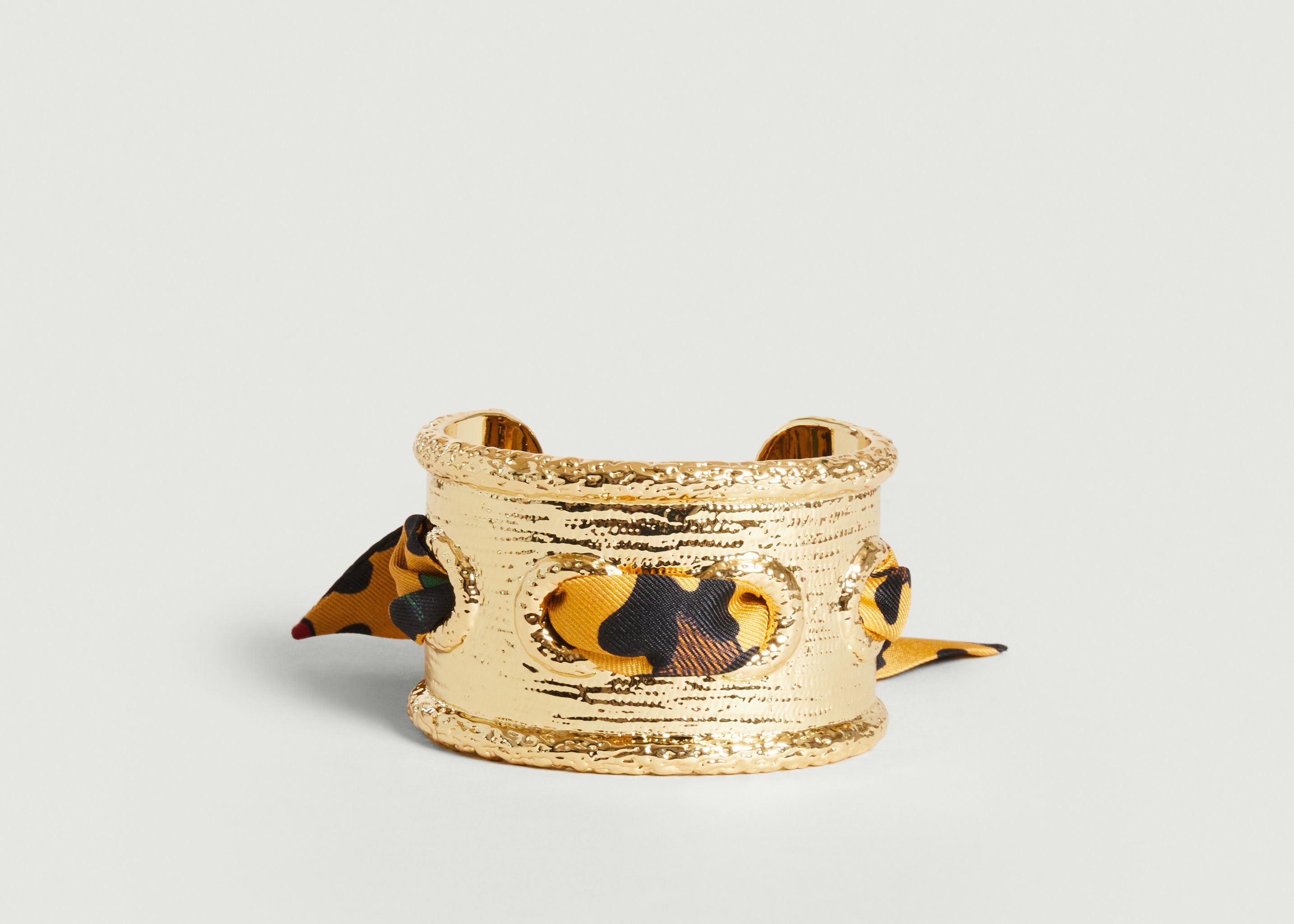 Bracelet manchette plaqué or et soie Queen Néoléo - An-nee