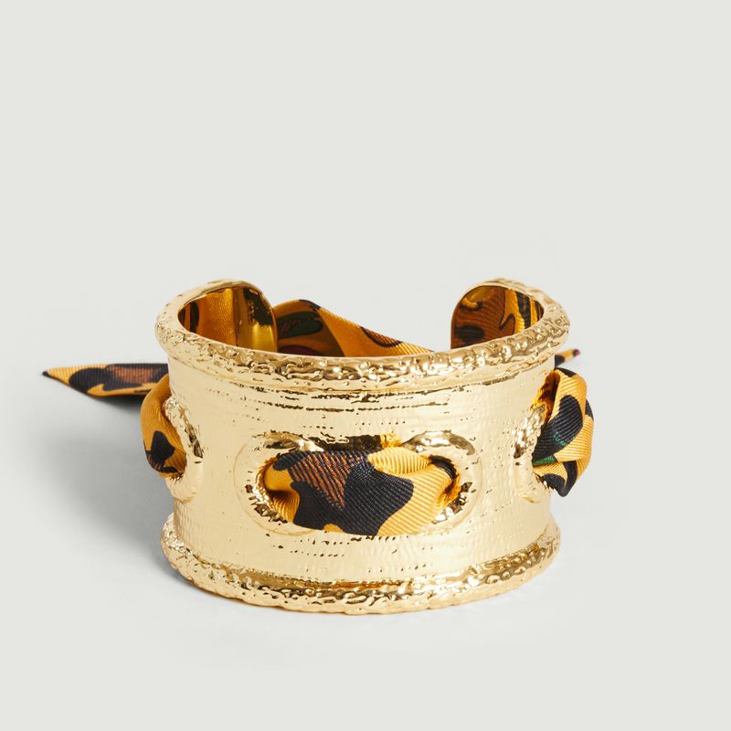 Gold plated cuff bracelet and silk Queen Neoleo - An-nee