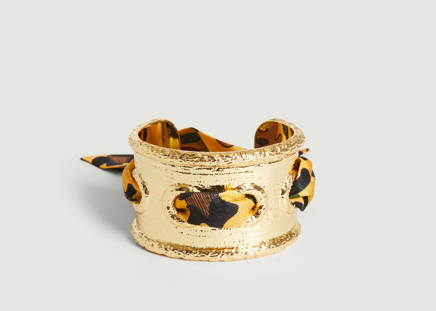 Bracelet manchette plaqué or et soie Queen Néoléo - An-nee