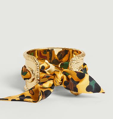 Gold plated cuff bracelet and silk Queen Neoleo