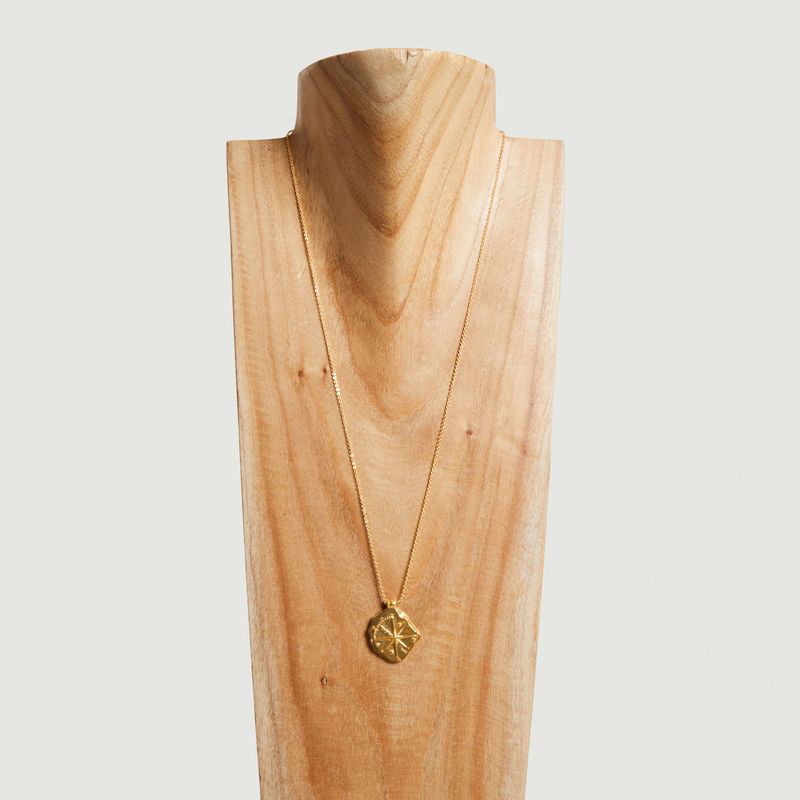 Goldplattierte Halskette mit schimmerndem Kompassanhänger - An-nee