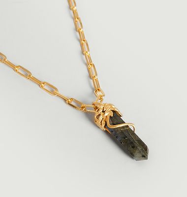 Gold plated necklace and labradorite Tree Stone
