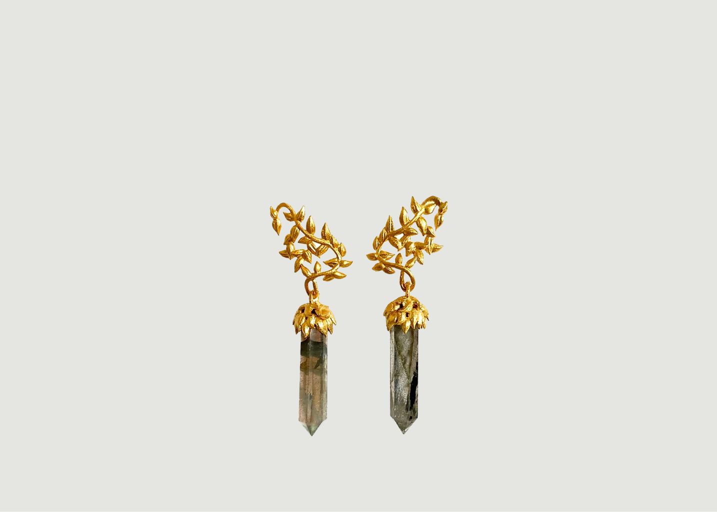 Gold plated earrings Labradorite tree stones - An-nee