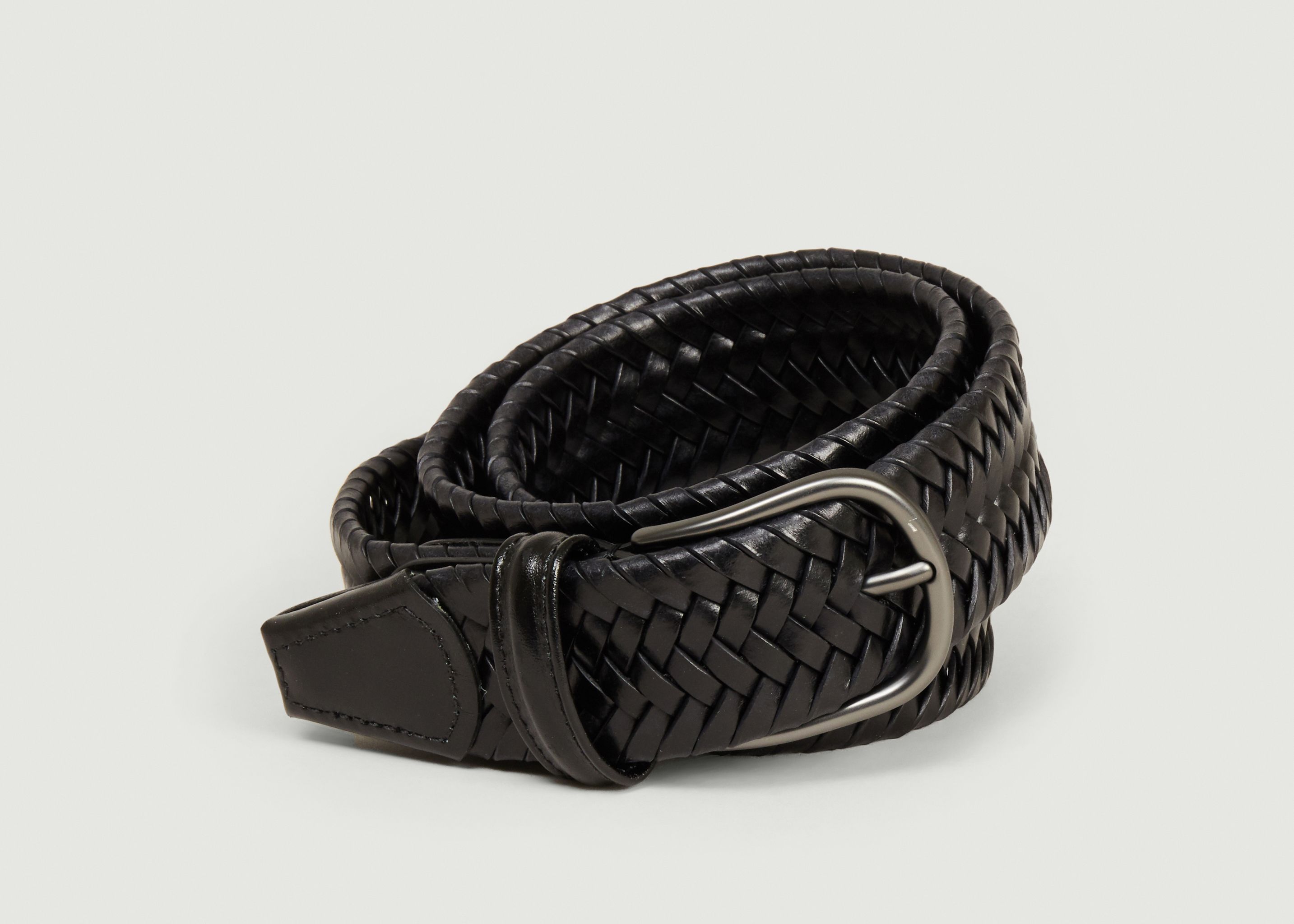 Black Braided Leather Belt - Made In France