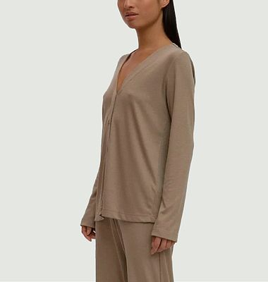 Long-sleeved button-down pyjama top