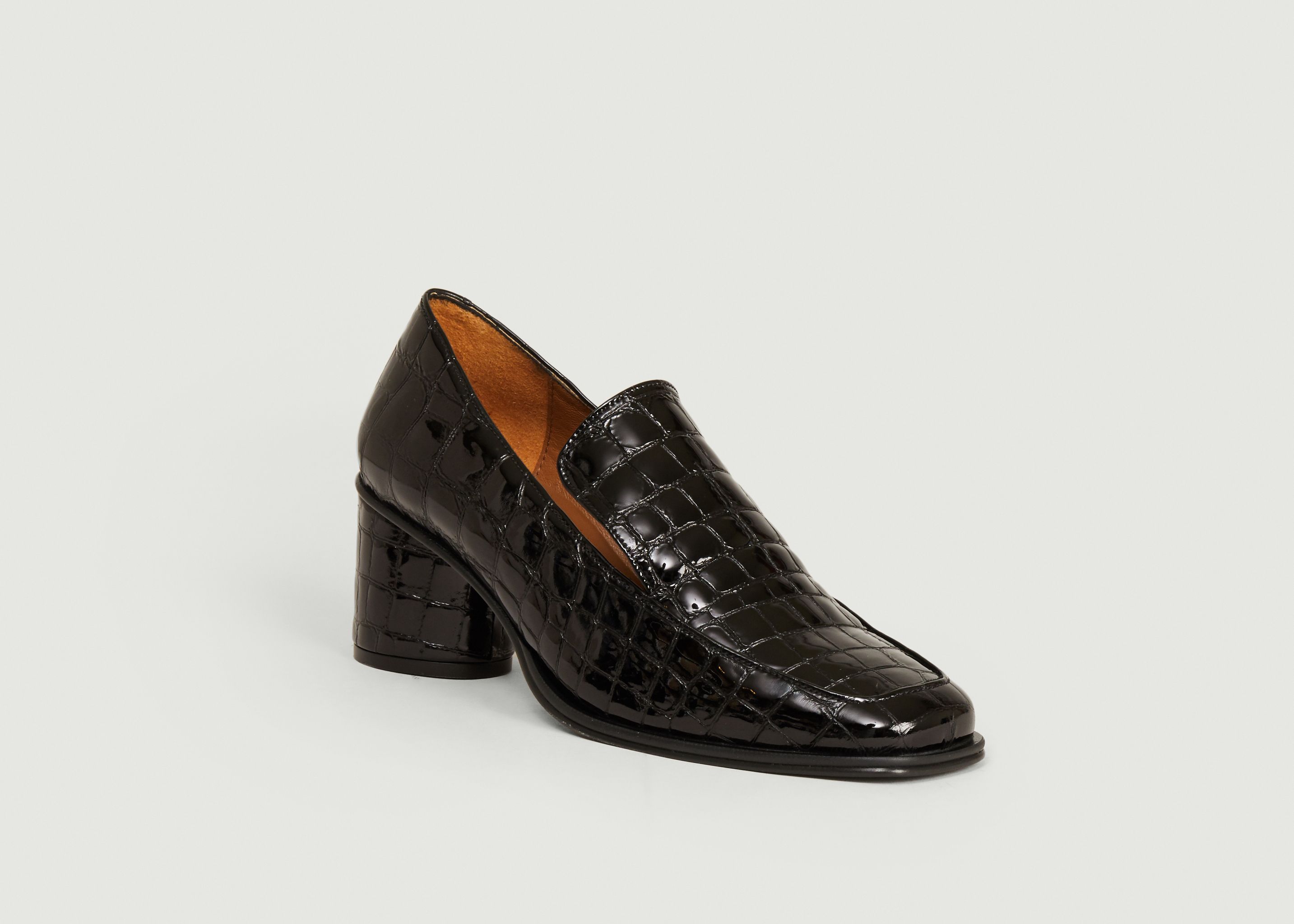 Simon croco effect leather heeled loafers - Anne Thomas Chaussures