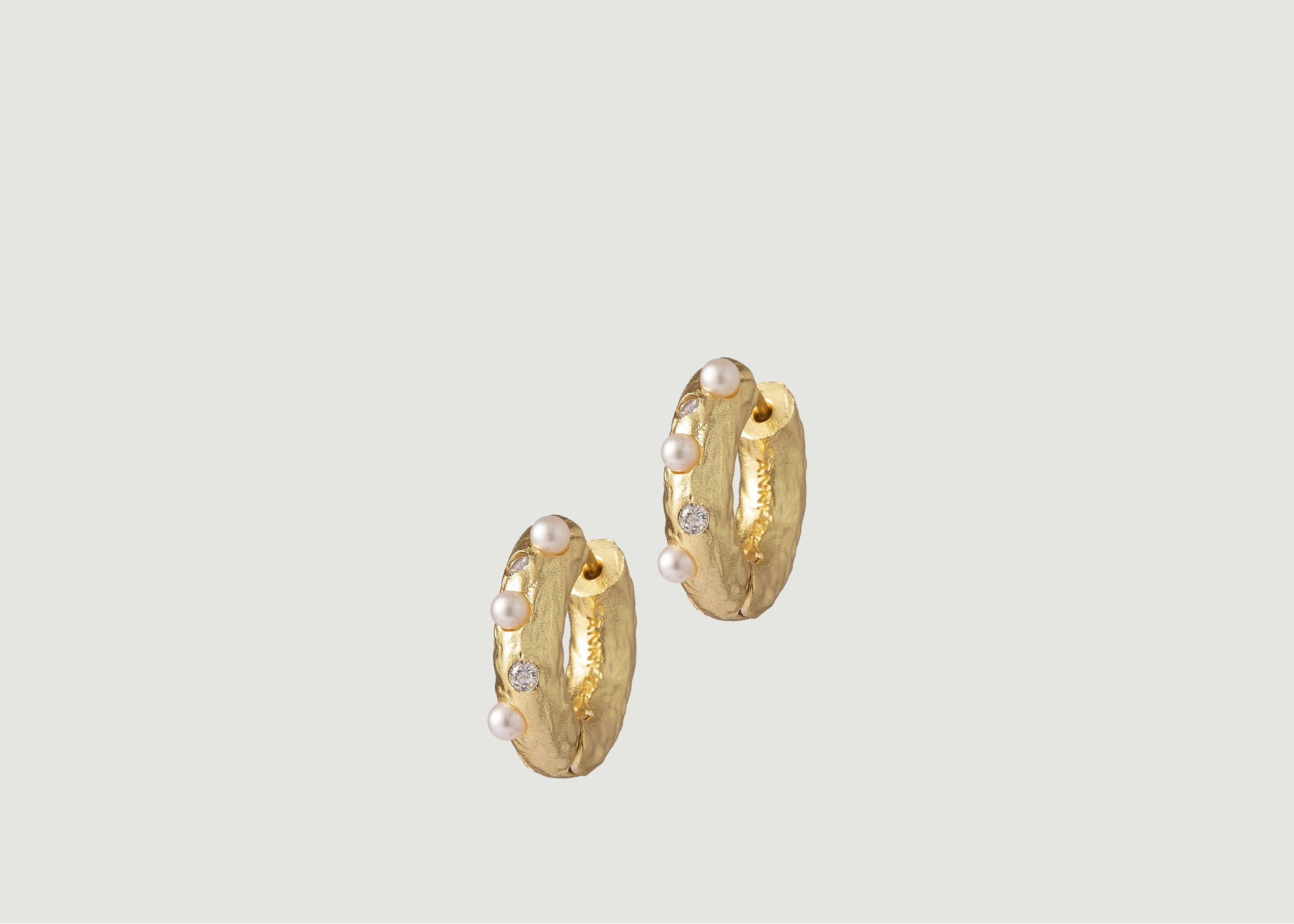 Boucles d'oreilles en laiton, perles et pierres - Anni Lu