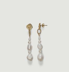 Boucles d'oreilles pendantes avec perles Jet-set