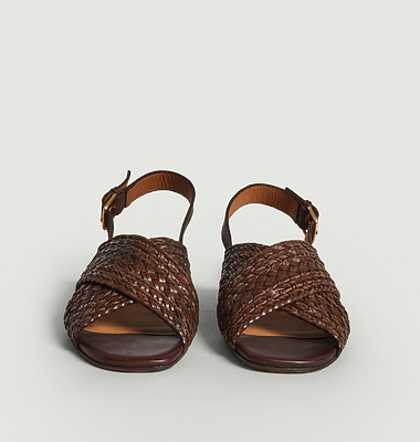 Sandales plates en cuir tressé Ringo