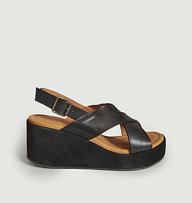 Sandales compensées en cuir Zerubia