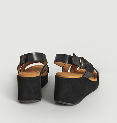 Sandales compensées en cuir Zerubia