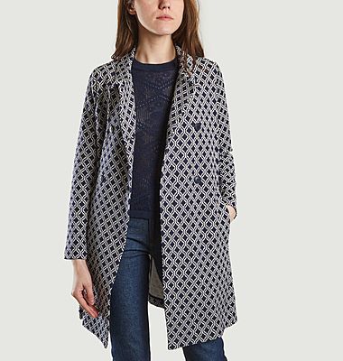 Mid-length coat with ethnic pattern Luna