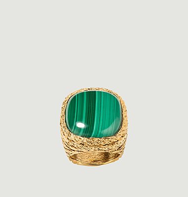 Miki Malachite gold plated ring