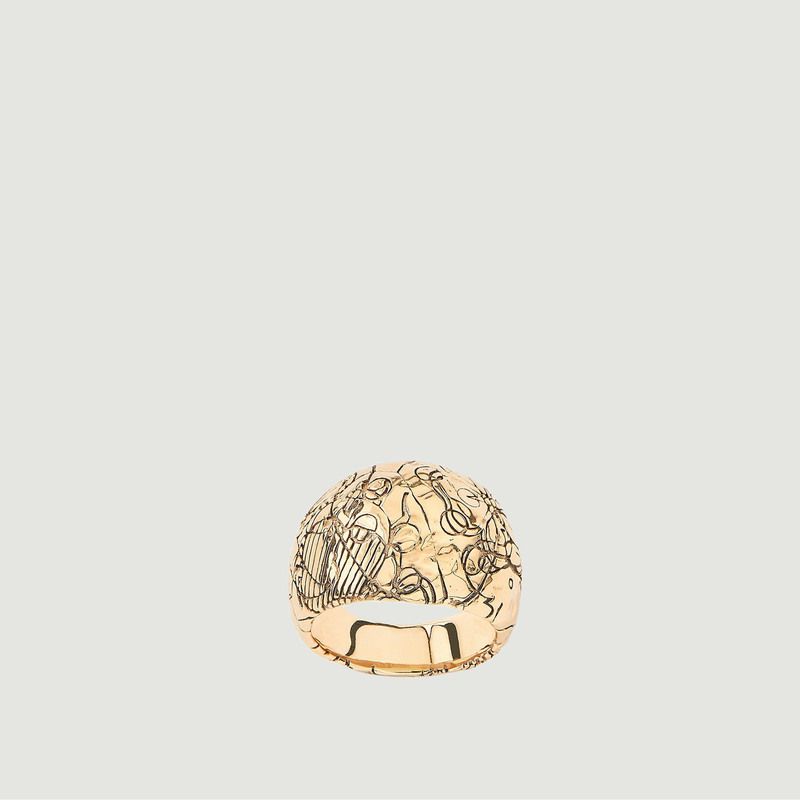 Gold-plated ring with fancy engraved pattern Rosalba - Aurélie Bidermann