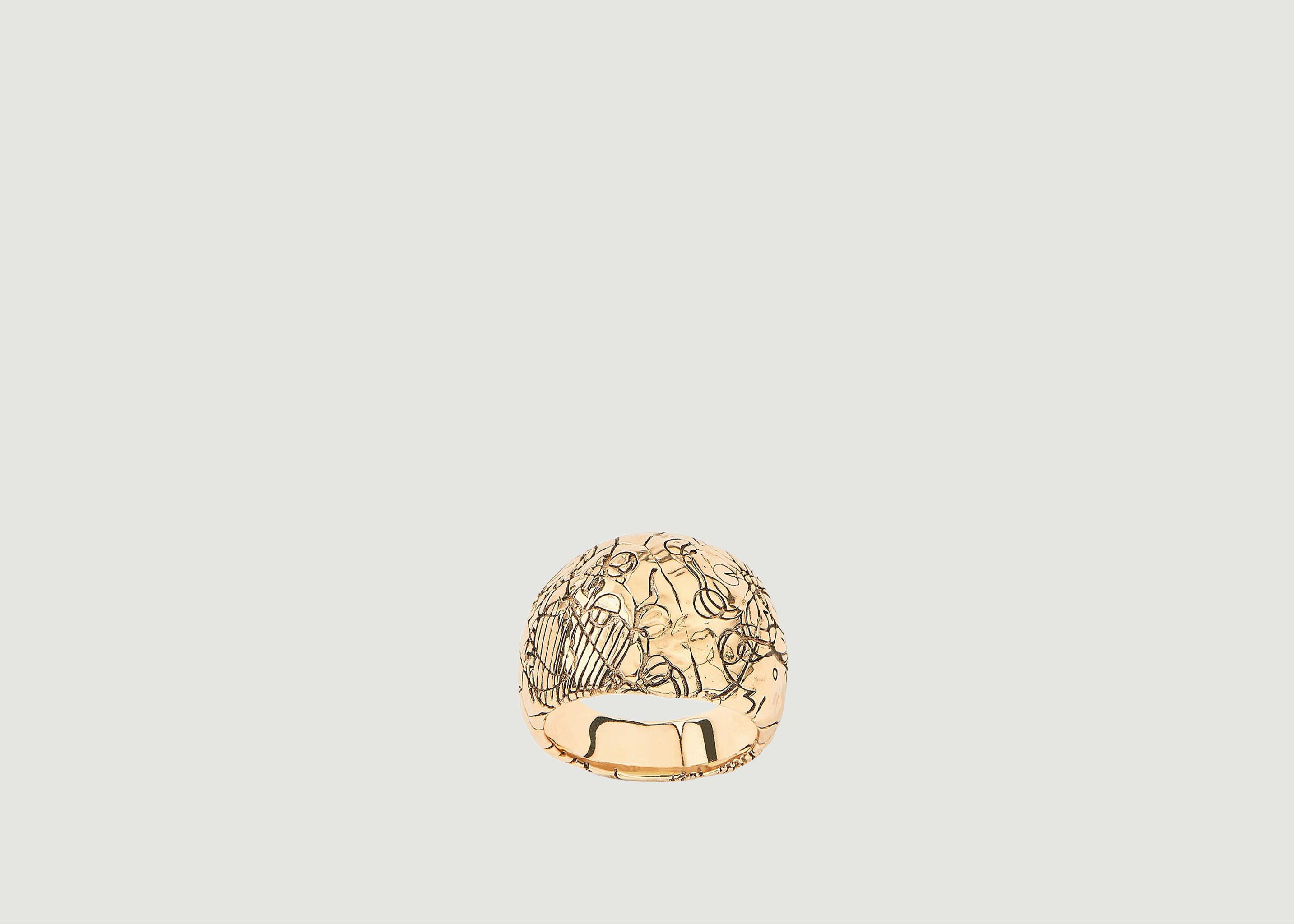 Vergoldeter Ring mit eingraviertem Fantasiemotiv Rosalba - Aurélie Bidermann