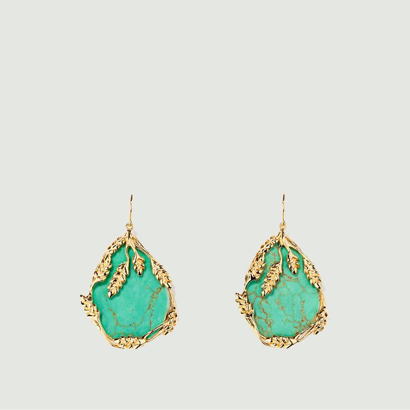 Boucles d'oreilles pendantes avec turquoise Françoise - Aurélie Bidermann