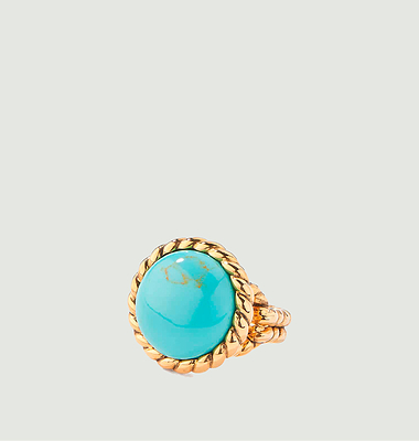 Großer goldplattierter Ring mit türkisfarbenem Lagoa