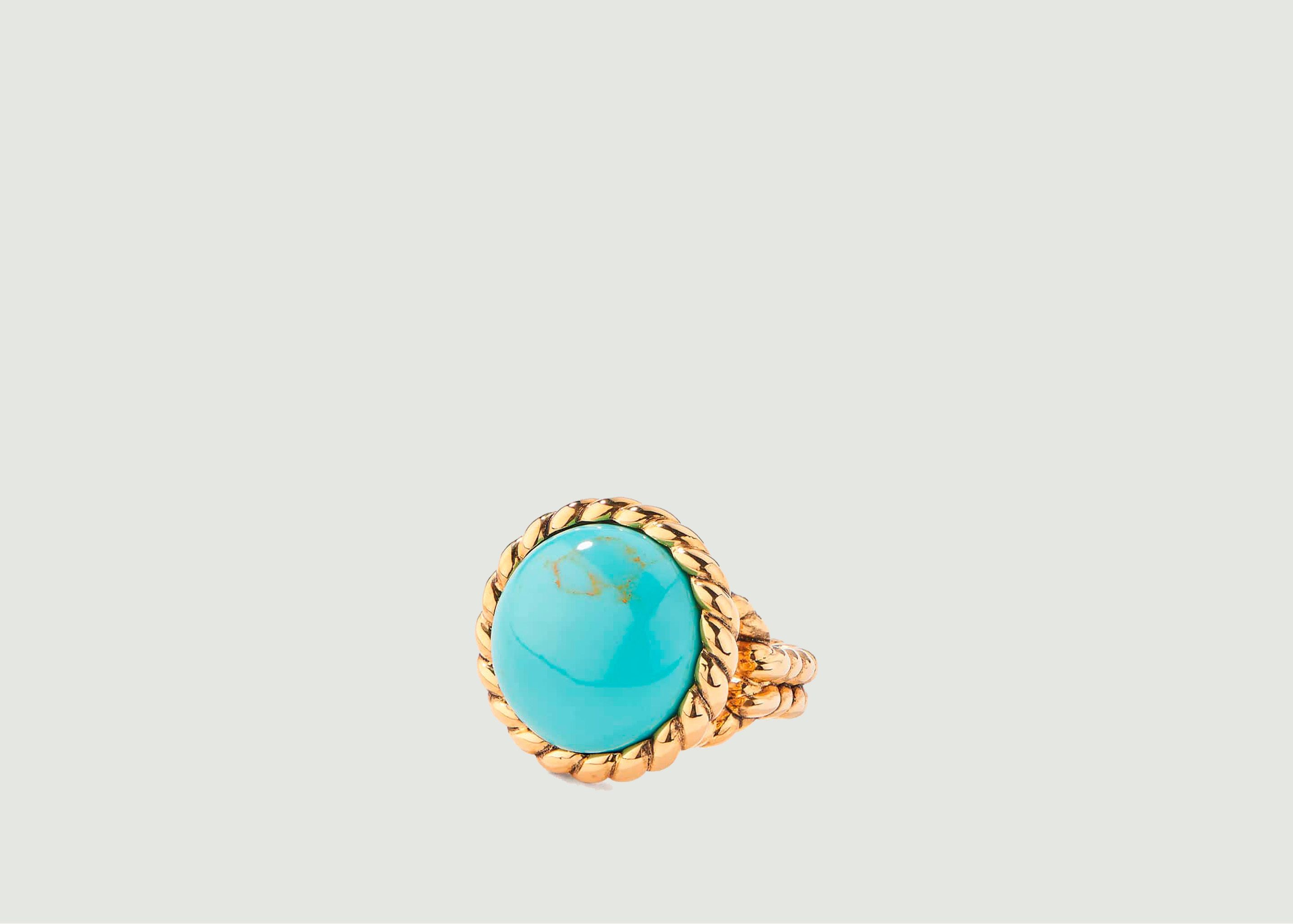 Large gold plated ring with turquoise Lagoa - Aurélie Bidermann