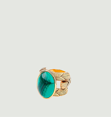 Gold plattierter Ring mit Malachit Tucuma