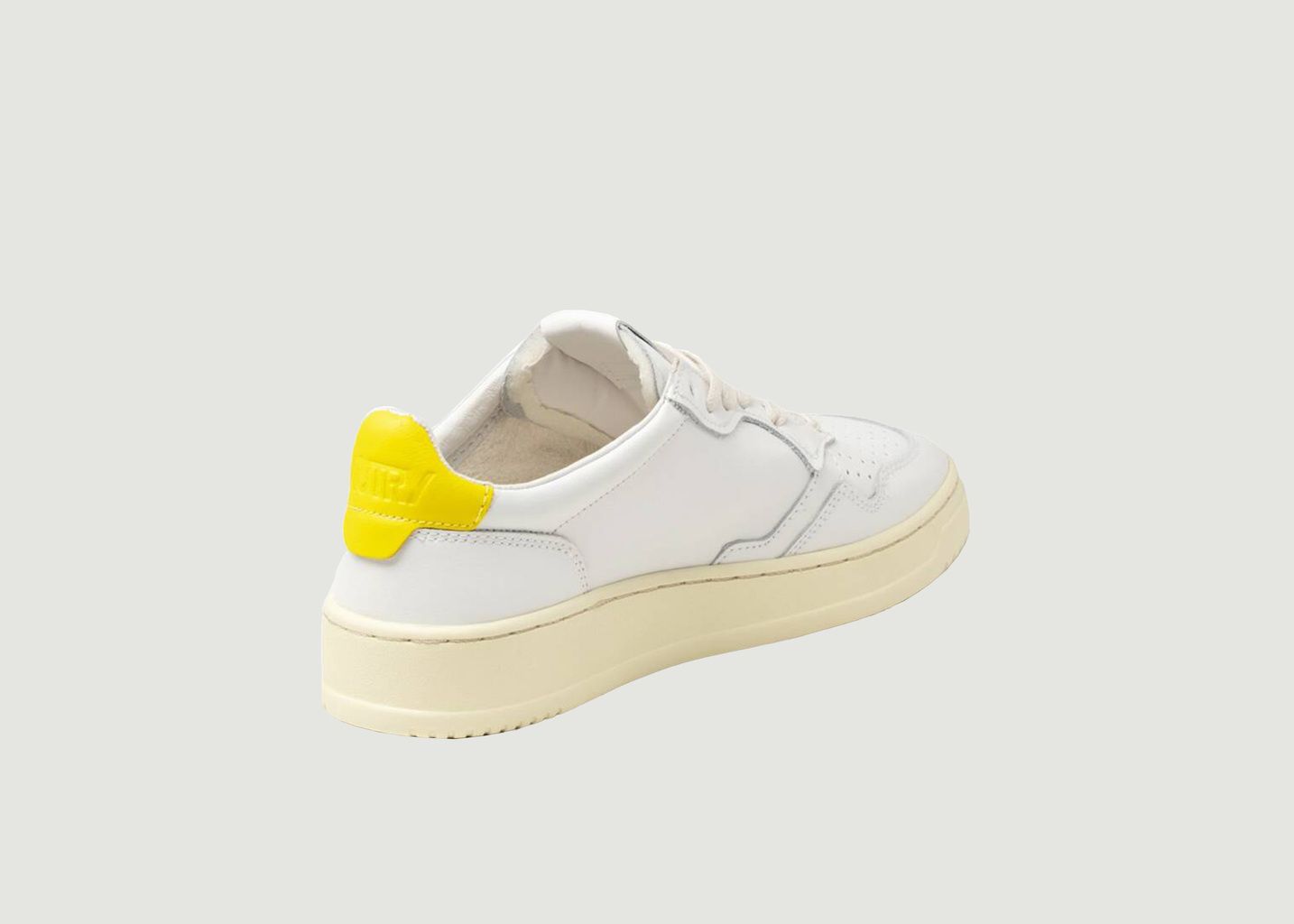 Sneakers 01 Low Man Cuir Blanc Jaune - AUTRY