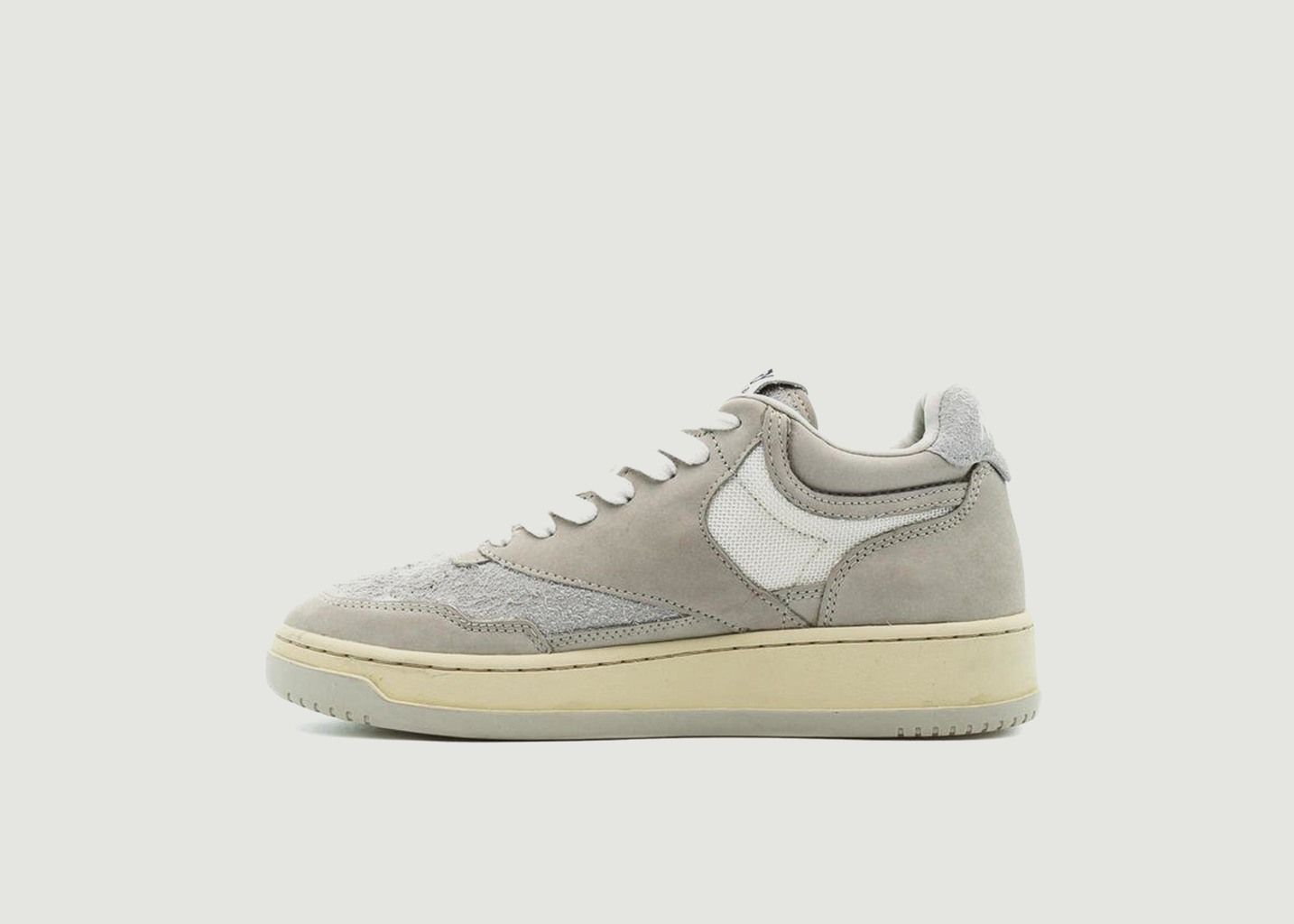 Sneakers Mid Open en Cuir Blanc et Gris - AUTRY