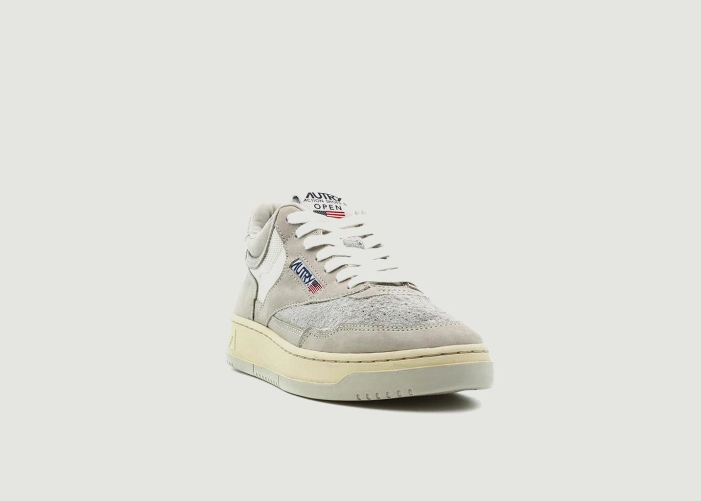 Sneakers Mid Open en Cuir Blanc et Gris - AUTRY