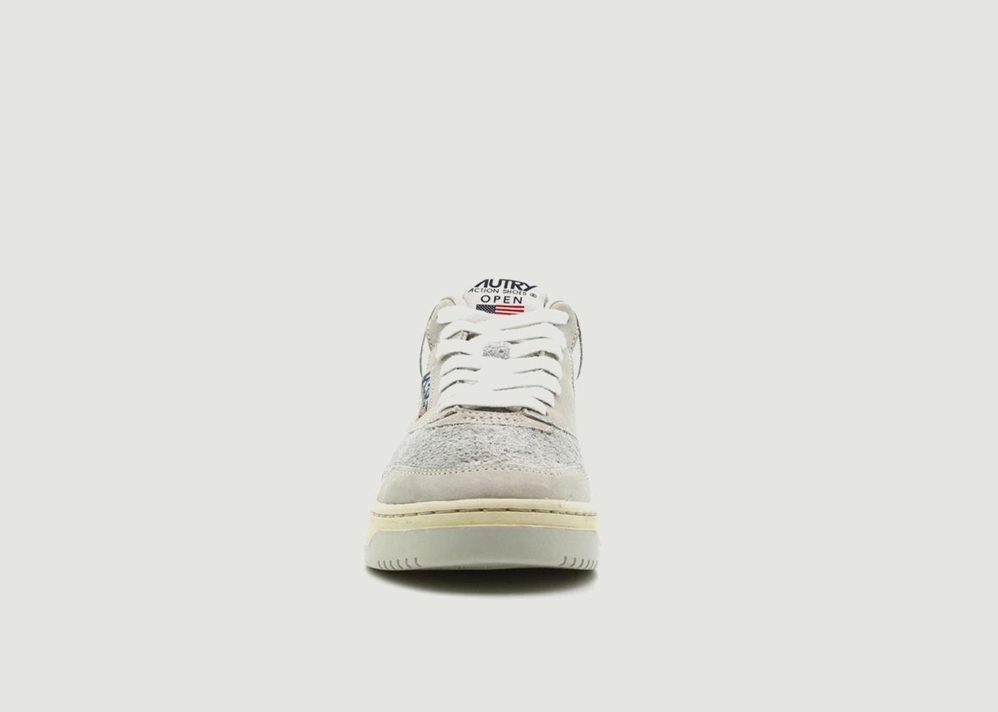 Sneakers Mid Open en Cuir Blanc et Gris - AUTRY