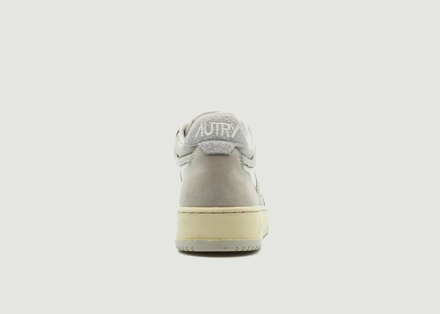 Sneakers Mid Open en Cuir Blanc et Gris - AUTRY