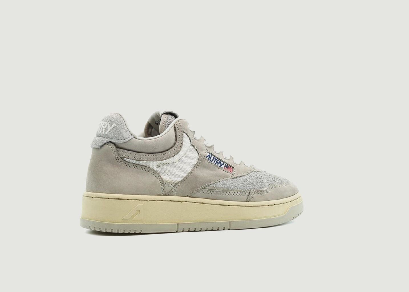 Sneakers Mid Open en Cuir Blanc et Gris - AUTRY