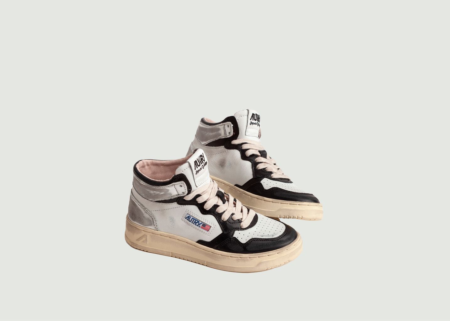 Vintage leather three-tone high top sneakers - AUTRY