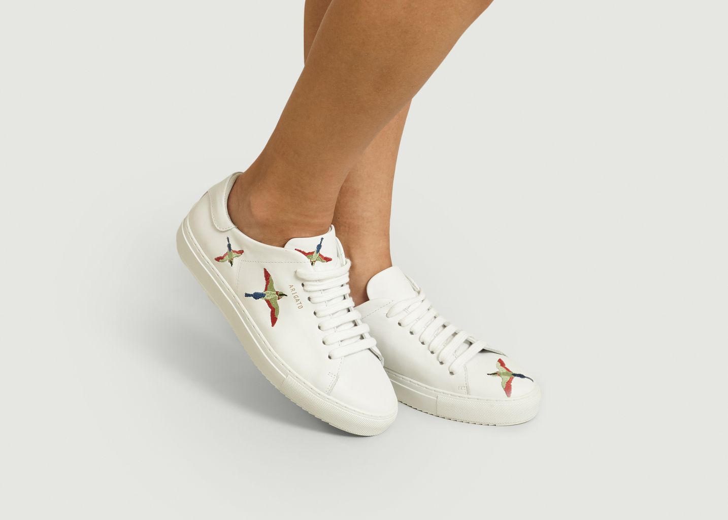 Sneakers En Cuir Avec Broderie Oiseaux Clean 90 - Axel Arigato