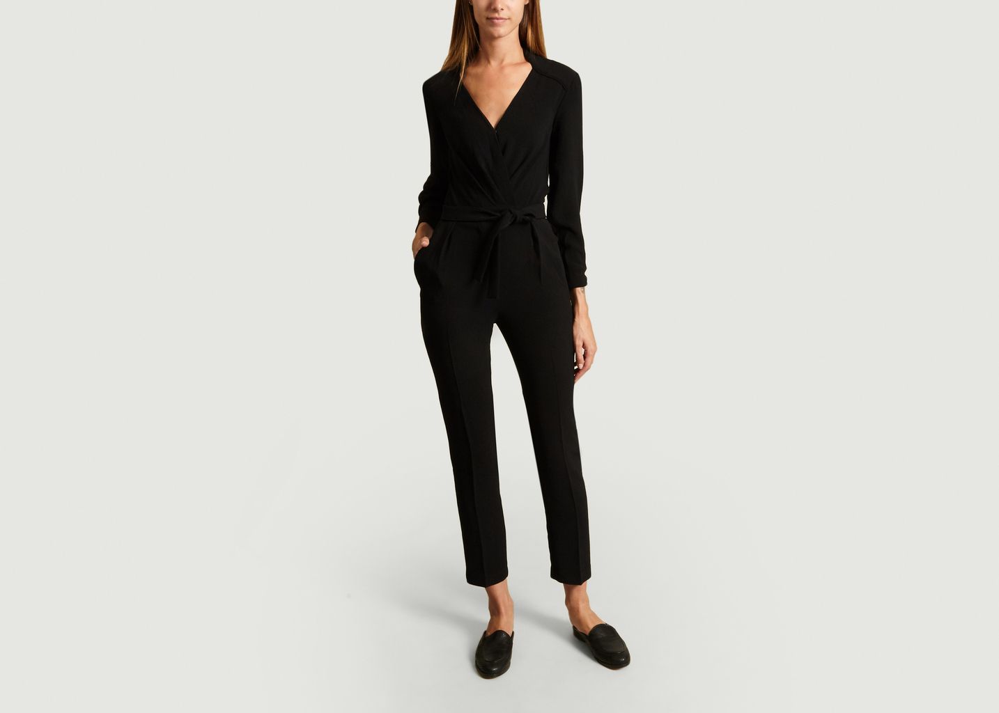 black jumpsuit with zipper
