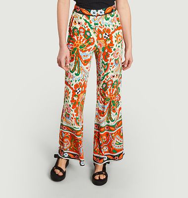 Flare pants with floral print Snowy