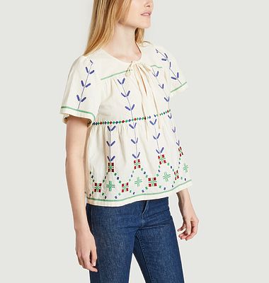 Kimber short sleeve cotton and linen blouse