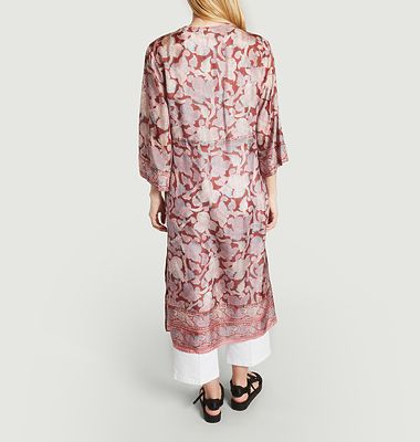Kimono en soie imprimé fleuri Inoa