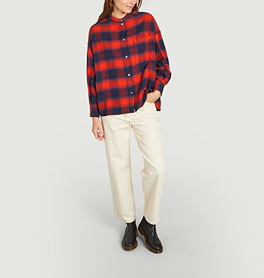 Oversized cotton shirt with Gorky check